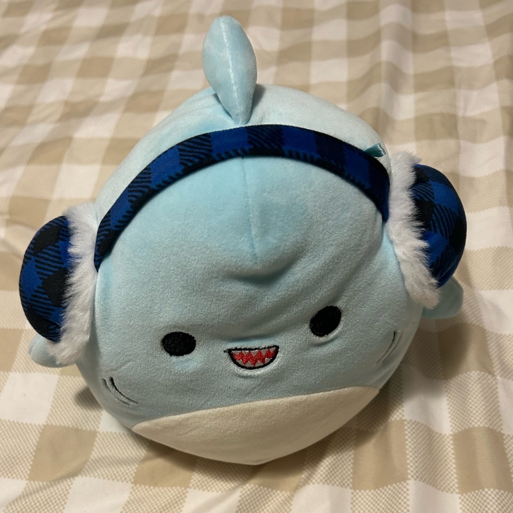 Blue Baby Shark with Headphones Plushie